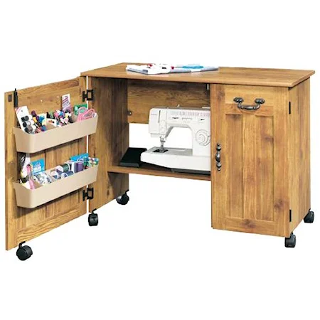 2 Door Sewing Craft Table with 3 Shelves